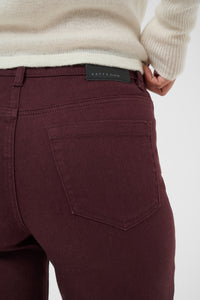 Kaffe Kabrook Fudge Burgundy Highwaisted Straight Wide Leg Jeans, 10511225