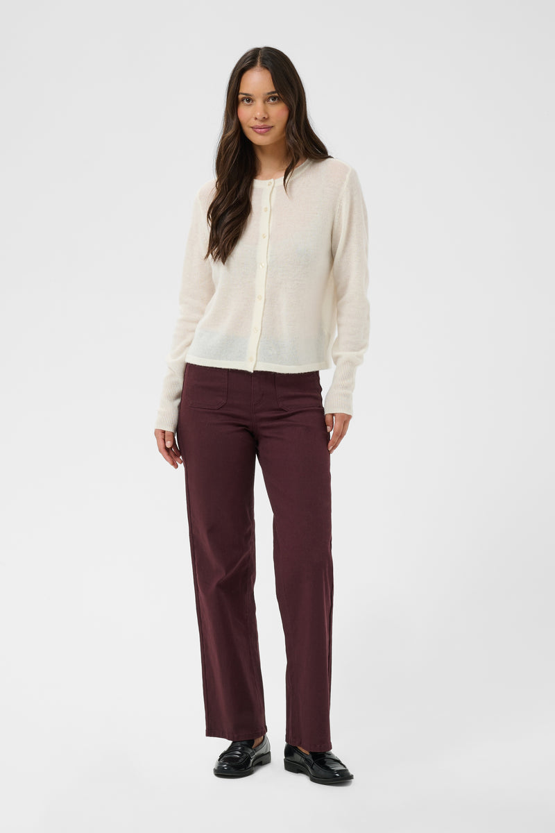 Kaffe Kabrook Fudge Burgundy Highwaisted Straight Wide Leg Jeans, 10511225