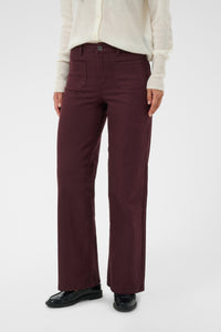 Kaffe Kabrook Fudge Burgundy Highwaisted Straight Wide Leg Jeans, 10511225