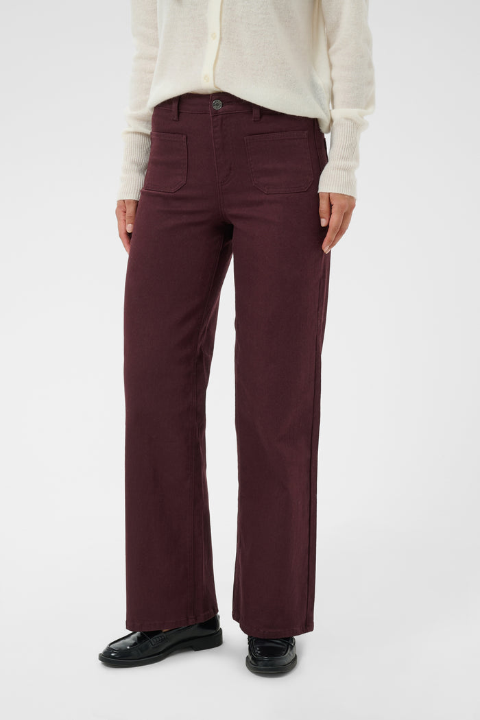 Kaffe Kabrook Fudge Burgundy Highwaisted Straight Wide Leg Jeans, 10511225