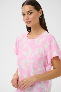 Kaffe Kamarlo Pink Frosting Leaf Print Blouse, 10511390