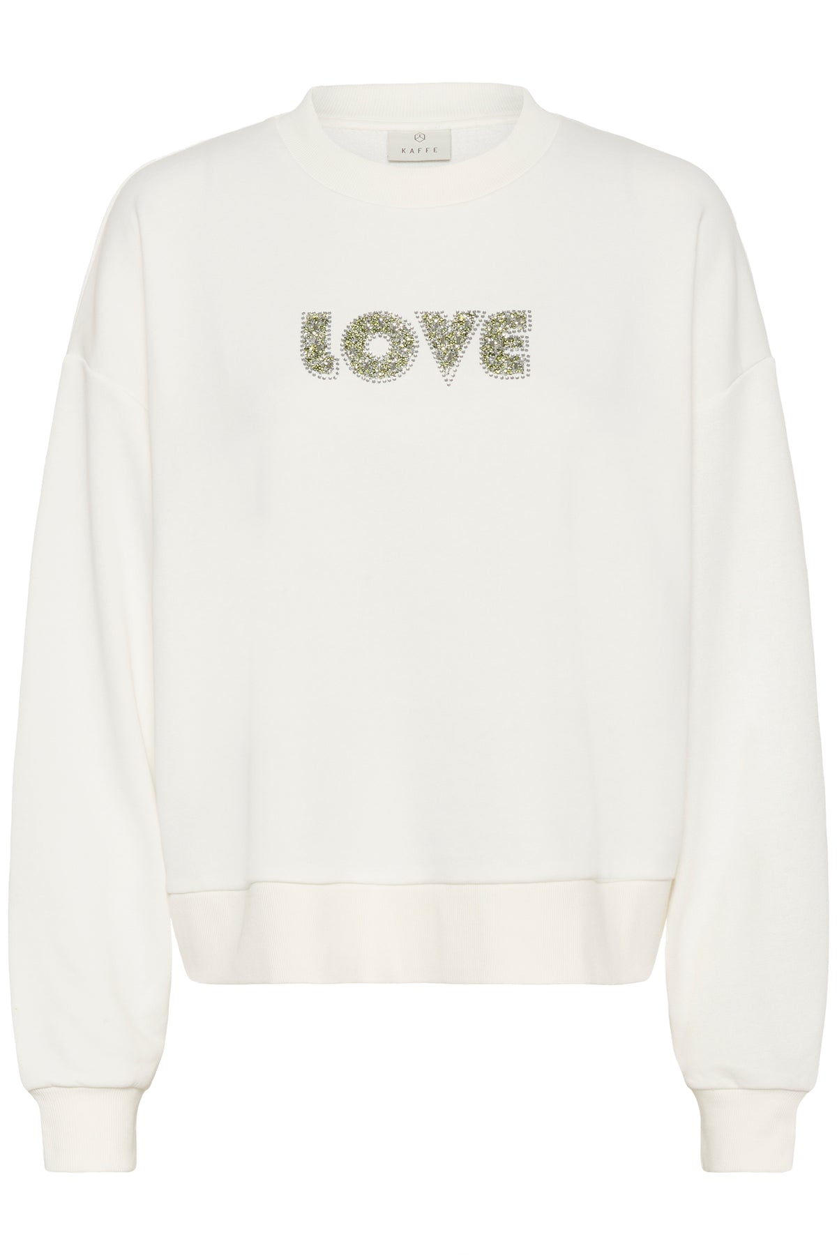 Kaffe Kalila Chalk 'LOVE' Embellished Logo Oversized Sweatshirt, 10511411