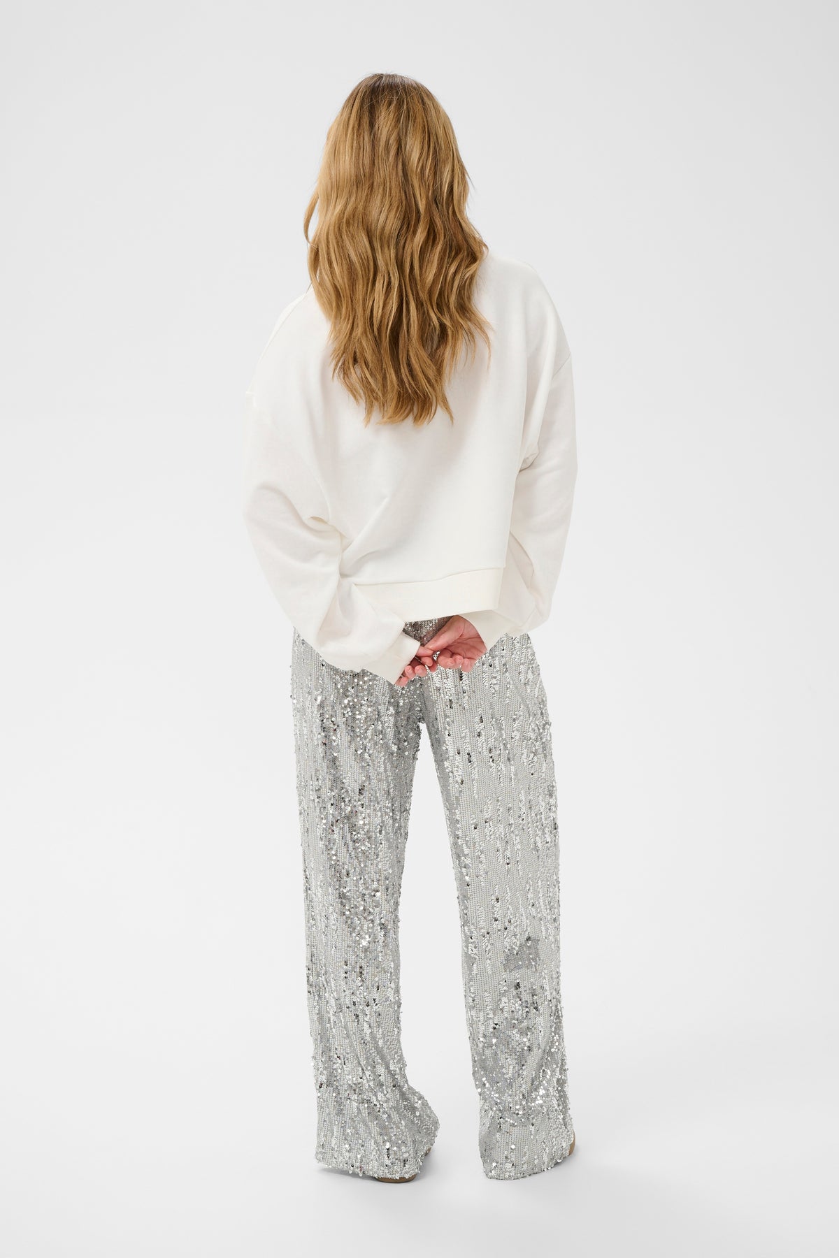 Kaffe Kalila Chalk 'LOVE' Embellished Logo Oversized Sweatshirt, 10511411
