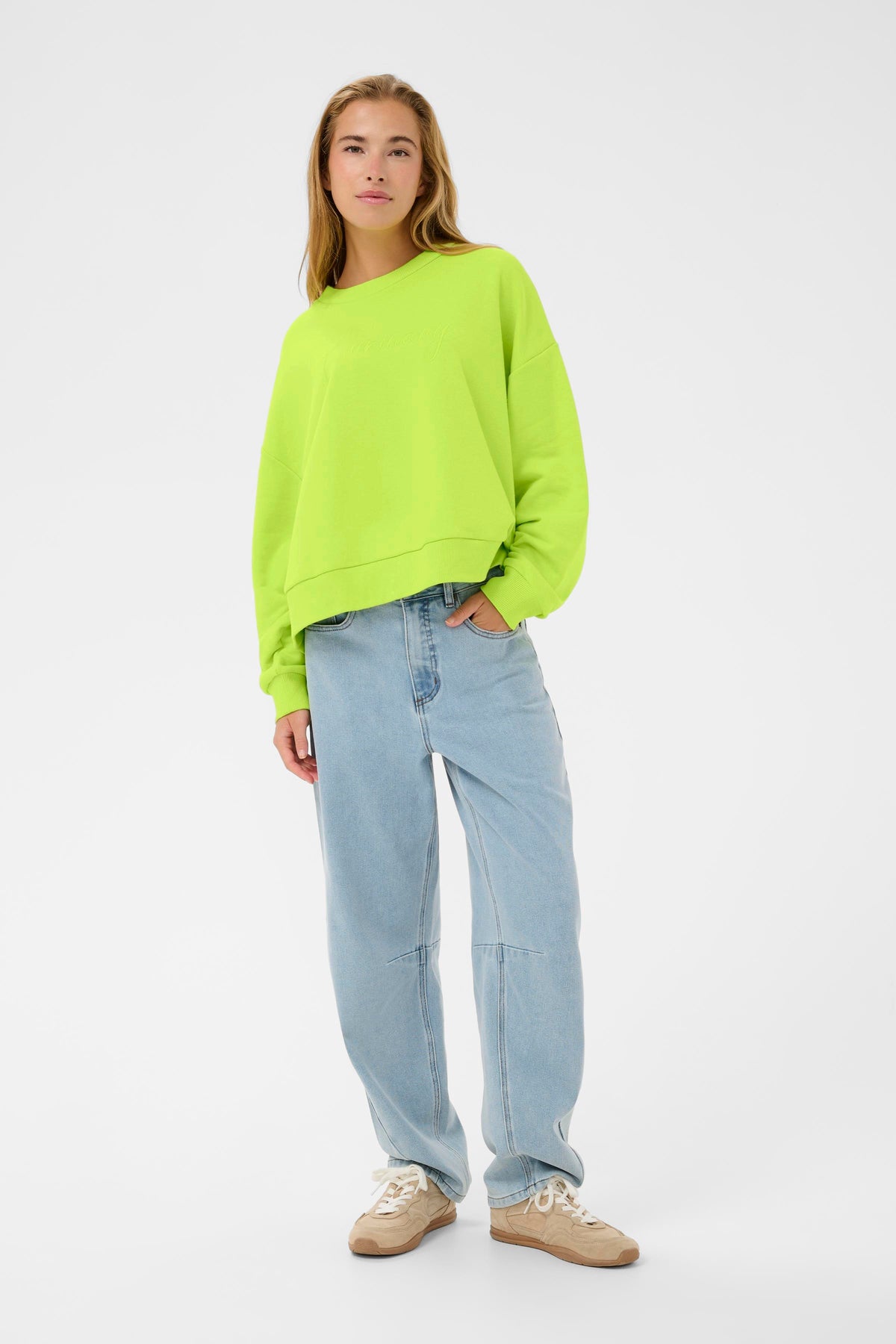  Kaffe Kalila Wild Lime Logo Oversized Sweatshirt, 10511411