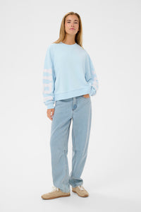 Kaffe Kalila Nantucket Baby Blue Logo Oversized Sweatshirt