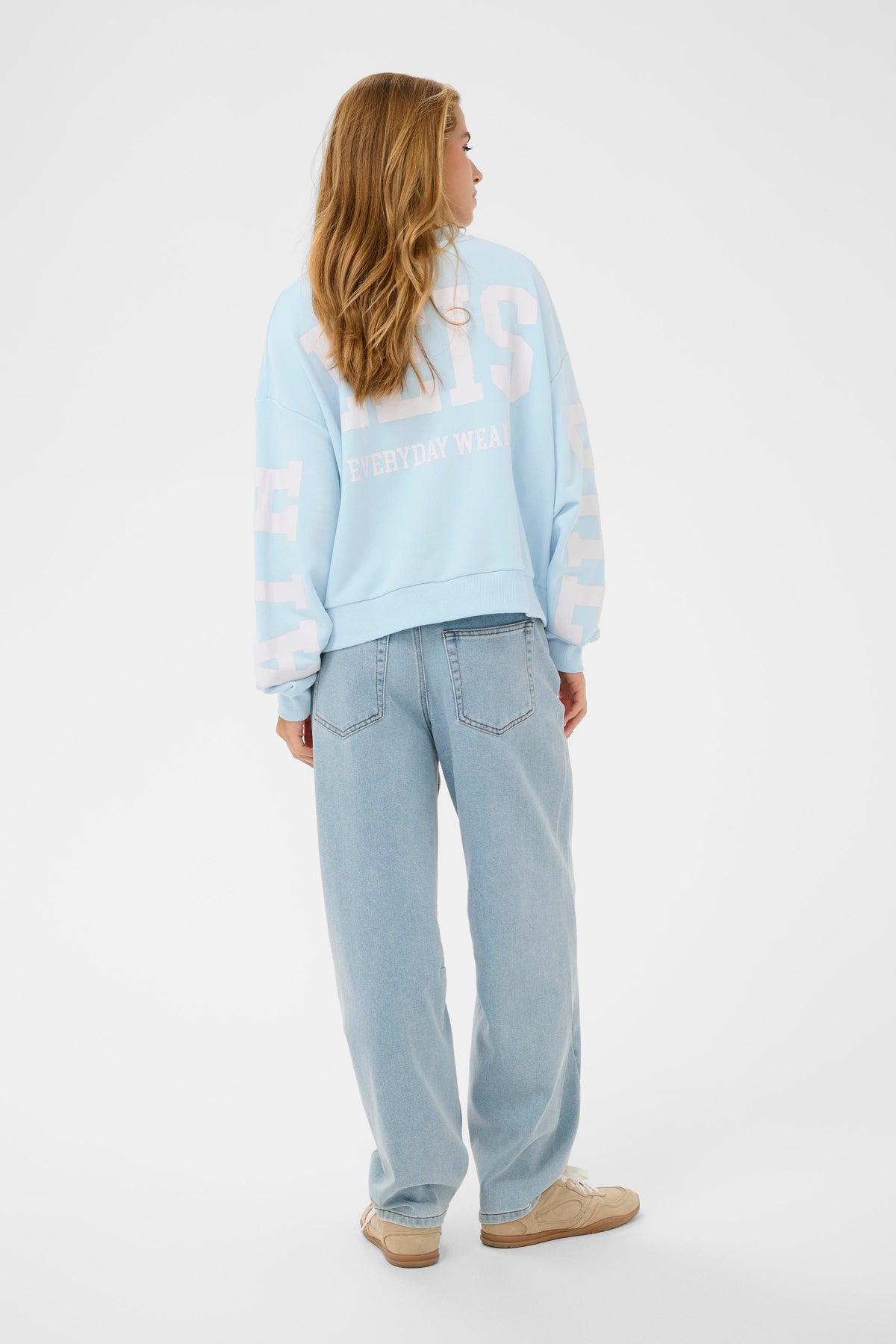 Kaffe Kalila Nantucket Baby Blue Logo Oversized Sweatshirt