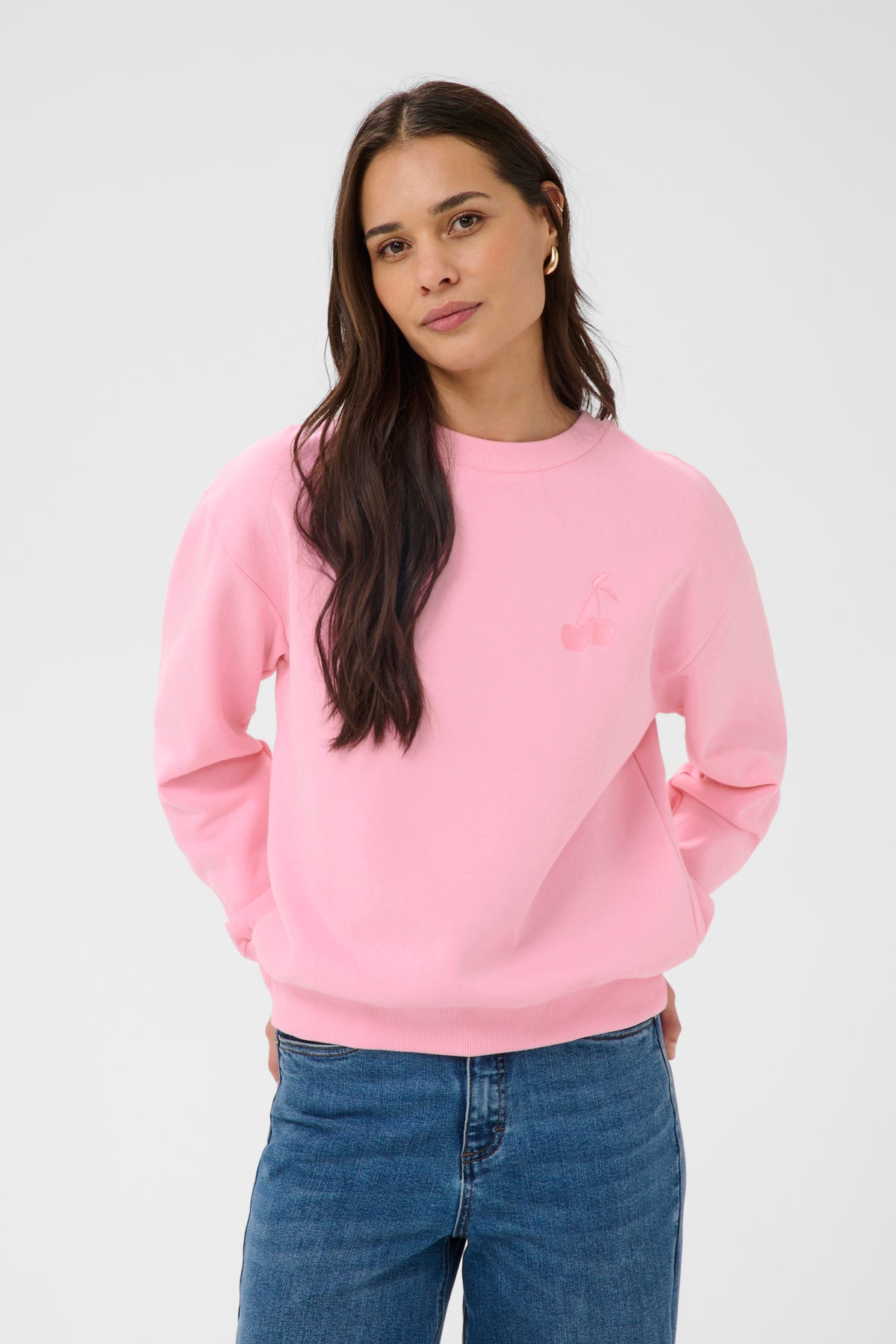 Kaffe Kamelody Pink Frosting Supersoft Fleece Lined ‘Cherry Bliss’ Sweatshirt