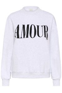 Kaffe Kamelody Grey Melange Supersoft Fleece Lined ‘Amour’ Sweatshirt, 10511456