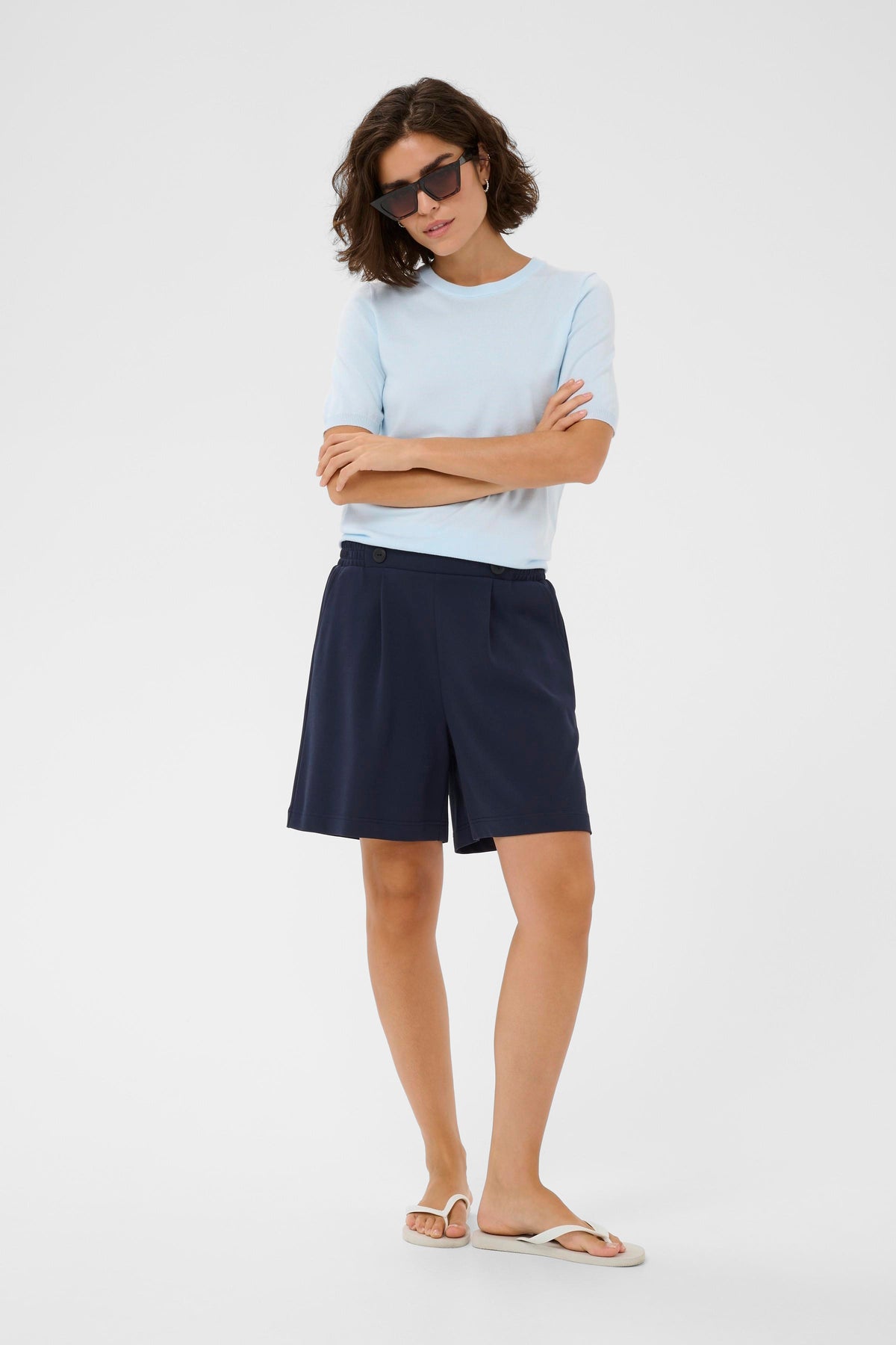 Kaffe Kaphoebe Midnight Marine Elasticated Waist Shorts