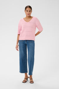 Kaffe Kamellie Ballerina Pink V-Neck Knit, 10511512