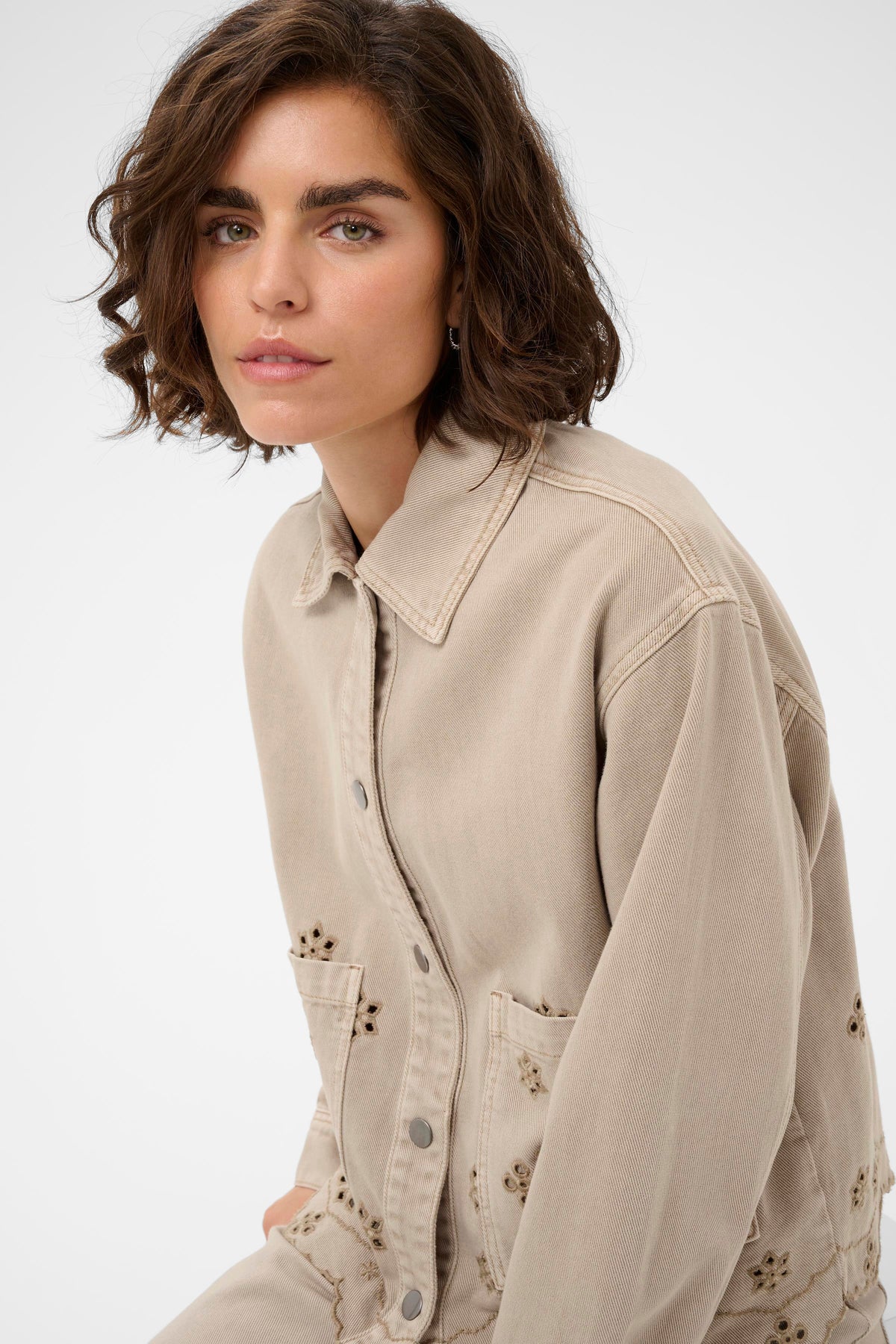 Kaffe KaMimi Feather Beige Broderie Anglaise Jacket, 10511598