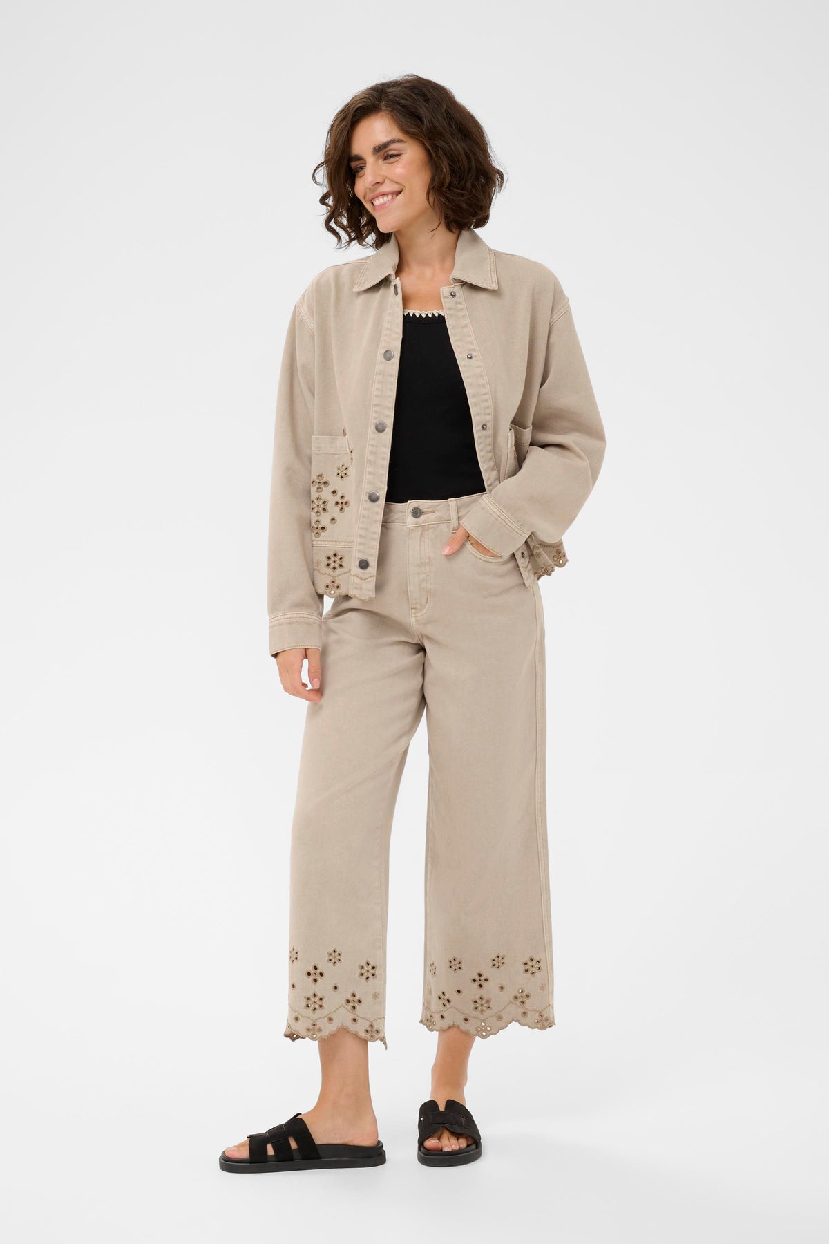 Kaffe KaMimi Feather Beige Broderie Anglaise Jacket, 10511598
