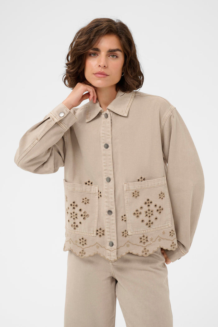 Kaffe KaMimi Feather Beige Broderie Anglaise Jacket, 10511598