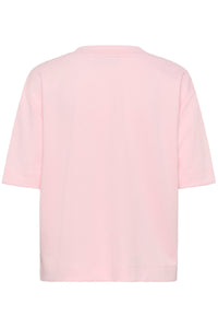 Kaffe KaAnnie Ballerina Pink Boxy Fit T-Shirt with Embroidered Flower, 10511796