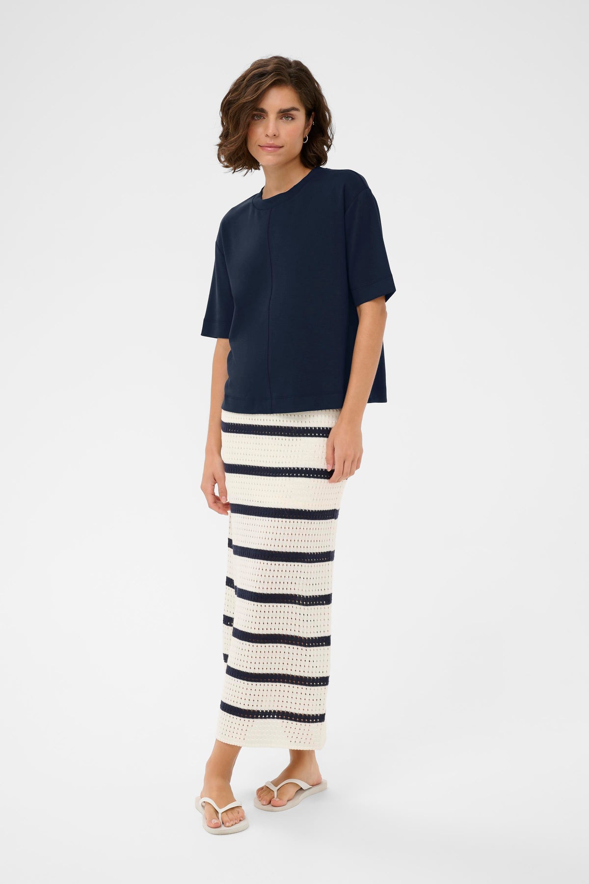 Kaffe Kaannie Midnight Marine Modal Boxy Fit T-Shirt, 10511809