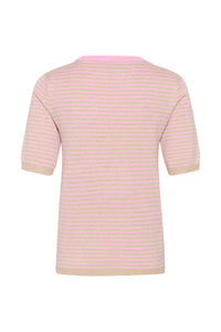 Kaffe Kalizza Feather Beige /Candy Striped Knit with Candy Pink Trim, 10511826