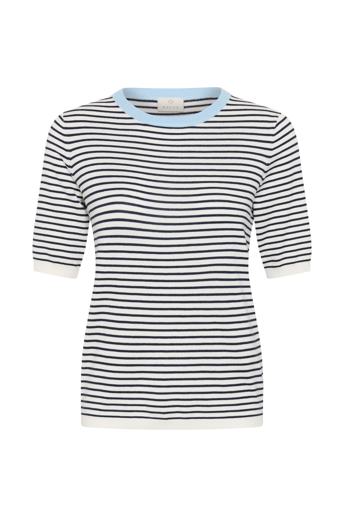 Kaffe Kalizza Navy/Chalk Striped Knit with Baby Blue Trim, 10511826