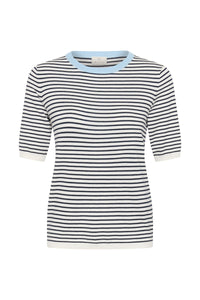 Kaffe Kalizza Navy/Chalk Striped Knit with Baby Blue Trim, 10511826