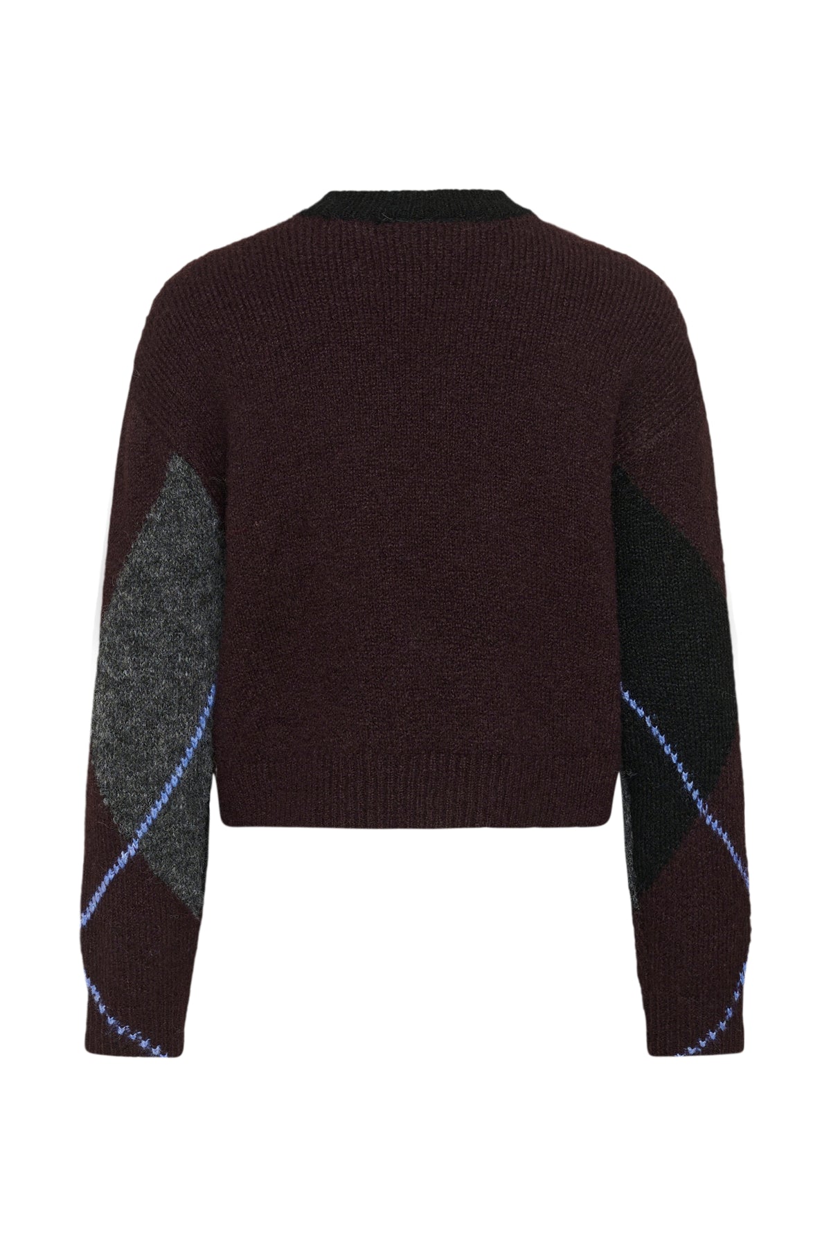 KAFFE Kagrith Dark Grey/Fudge Argyle Knit Pullover
