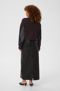 KAFFE Kagrith Dark Grey/Fudge Argyle Knit Pullover