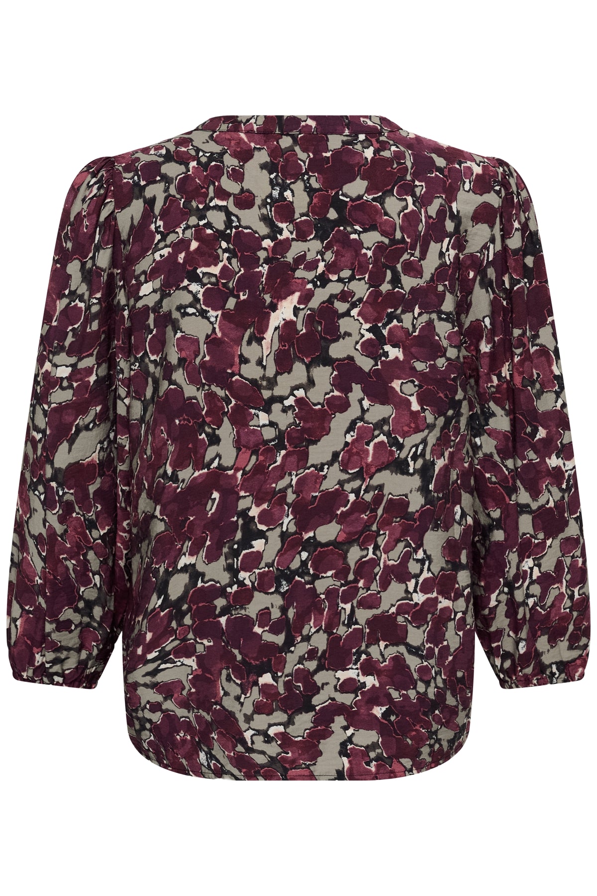 Kaffe Kasirena Fudge Abstract Animal Print V-Neck Blouse, 10512211