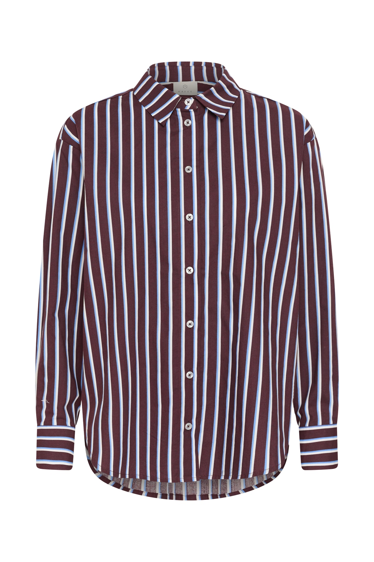 KAFFE Kagavina Fudge Oversized Shirt with Provence Blue/White Stripe