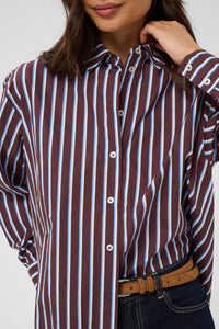 KAFFE Kagavina Fudge Oversized Shirt with Provence Blue/White Stripe