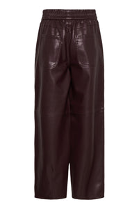 Kaffe Kaarense Fudge Burgundy Barrel Leg Faux Leather Joggers