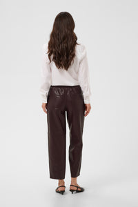 Kaffe Kaarense Fudge Burgundy Barrel Leg Faux Leather Joggers