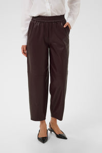 Kaffe Kaarense Fudge Burgundy Barrel Leg Faux Leather Joggers