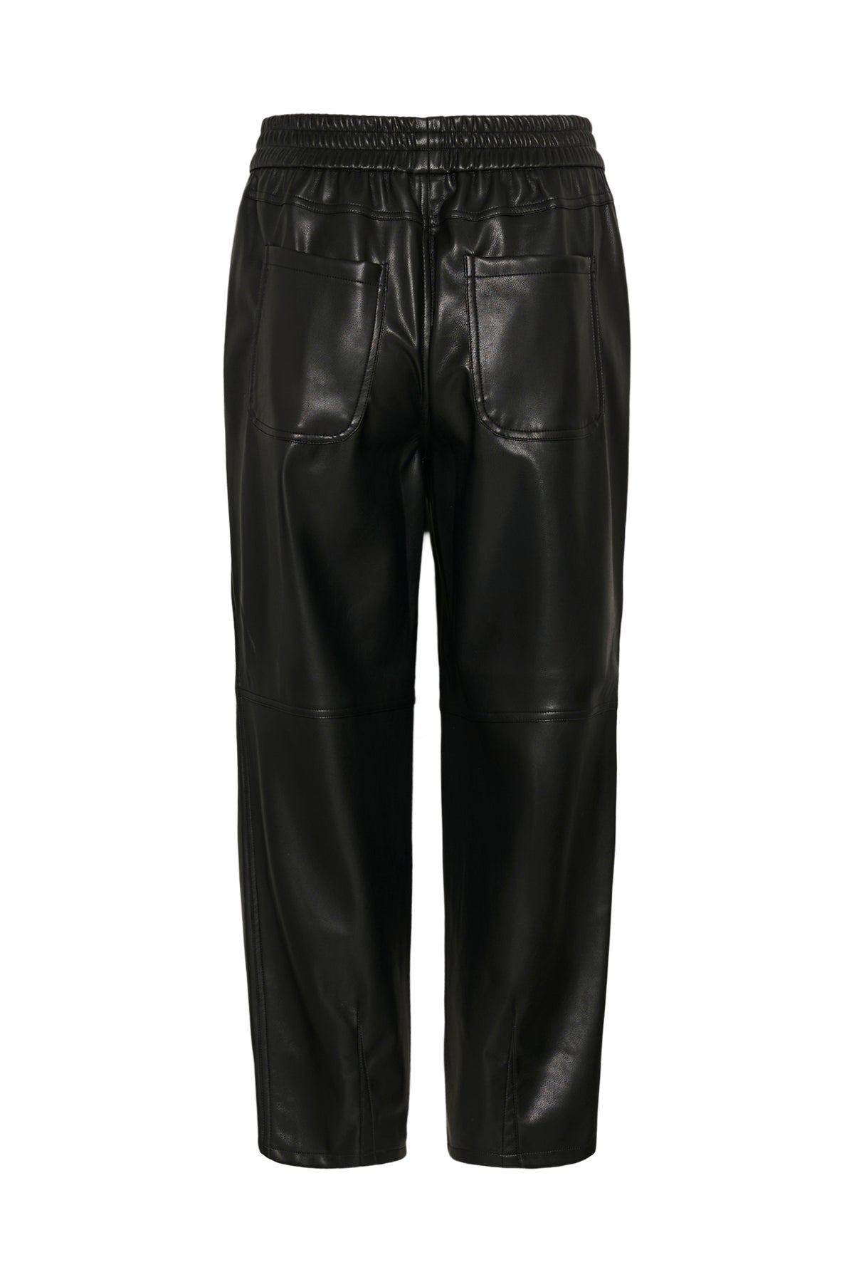 Kaffe Kaarense Black Barrel Leg Faux Leather Joggers