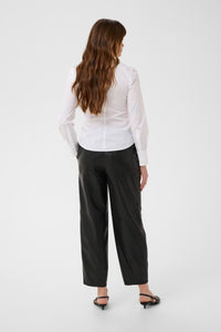 Kaffe Kaarense Black Barrel Leg Faux Leather Joggers