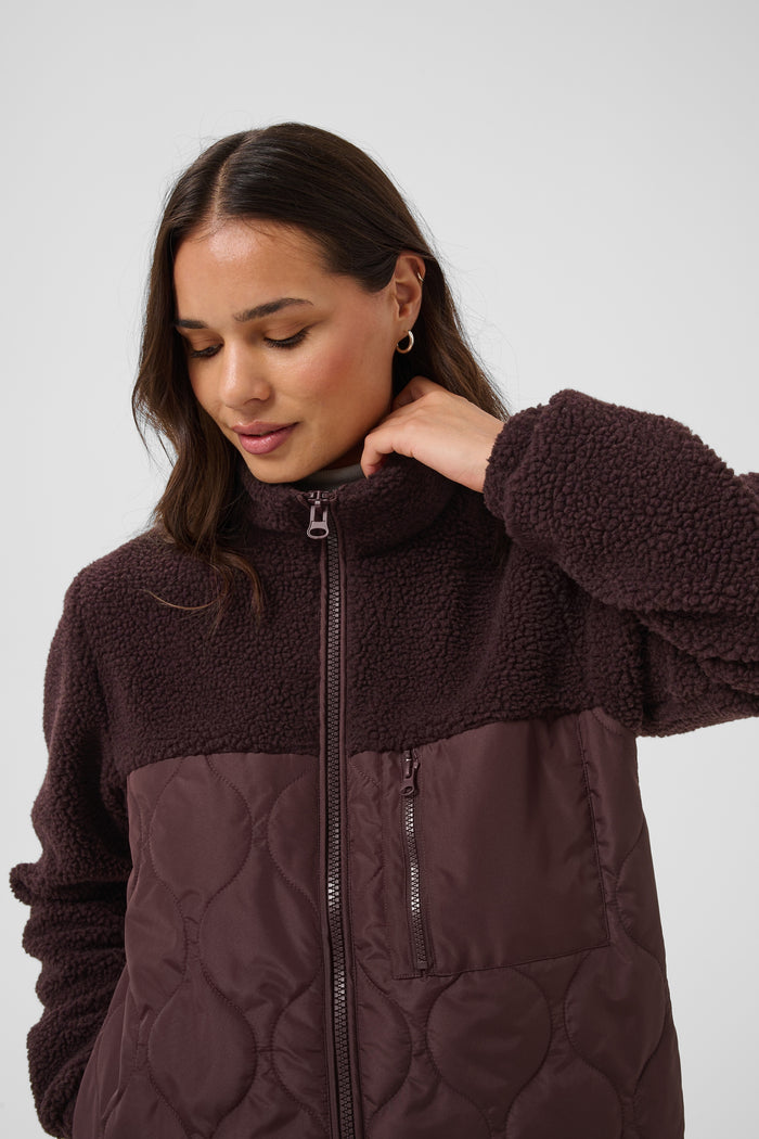 Kaffe Kagracelyn Fudge Burgundy Teddy Fleece Quilted Jacket, 10512279