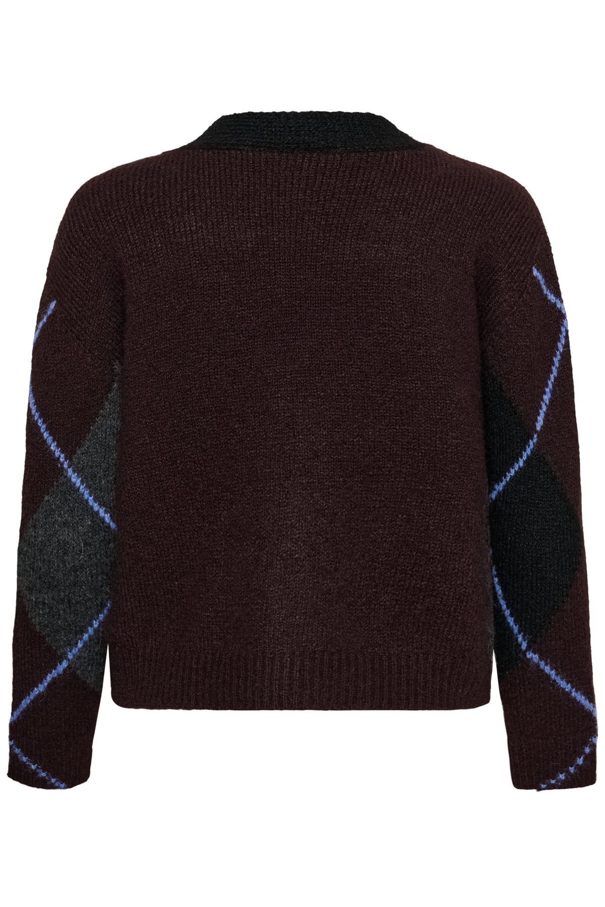 Kaffe Kagrith Dark Grey/Fudge Argyle Knit Cardigan, 10512617