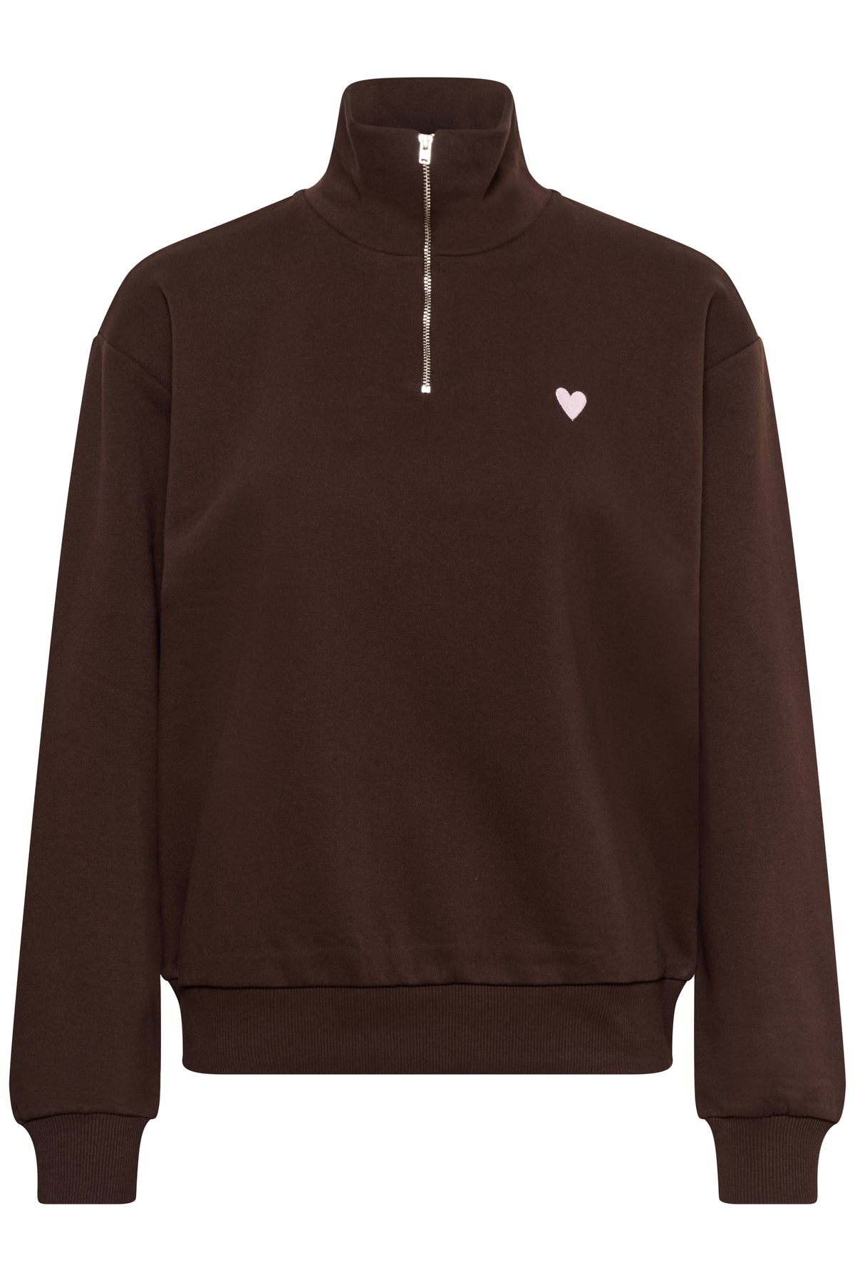 Kaffe KaLiddy Coffee Bean Fleece Lined Half Zip Sweatshirt, 10513266