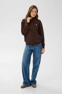 Kaffe KaLiddy Coffee Bean Fleece Lined Half Zip Sweatshirt