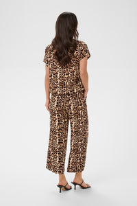 Kaffe Kalokia Natural Leopard Print Elasticated Hem Blouse, 10551852