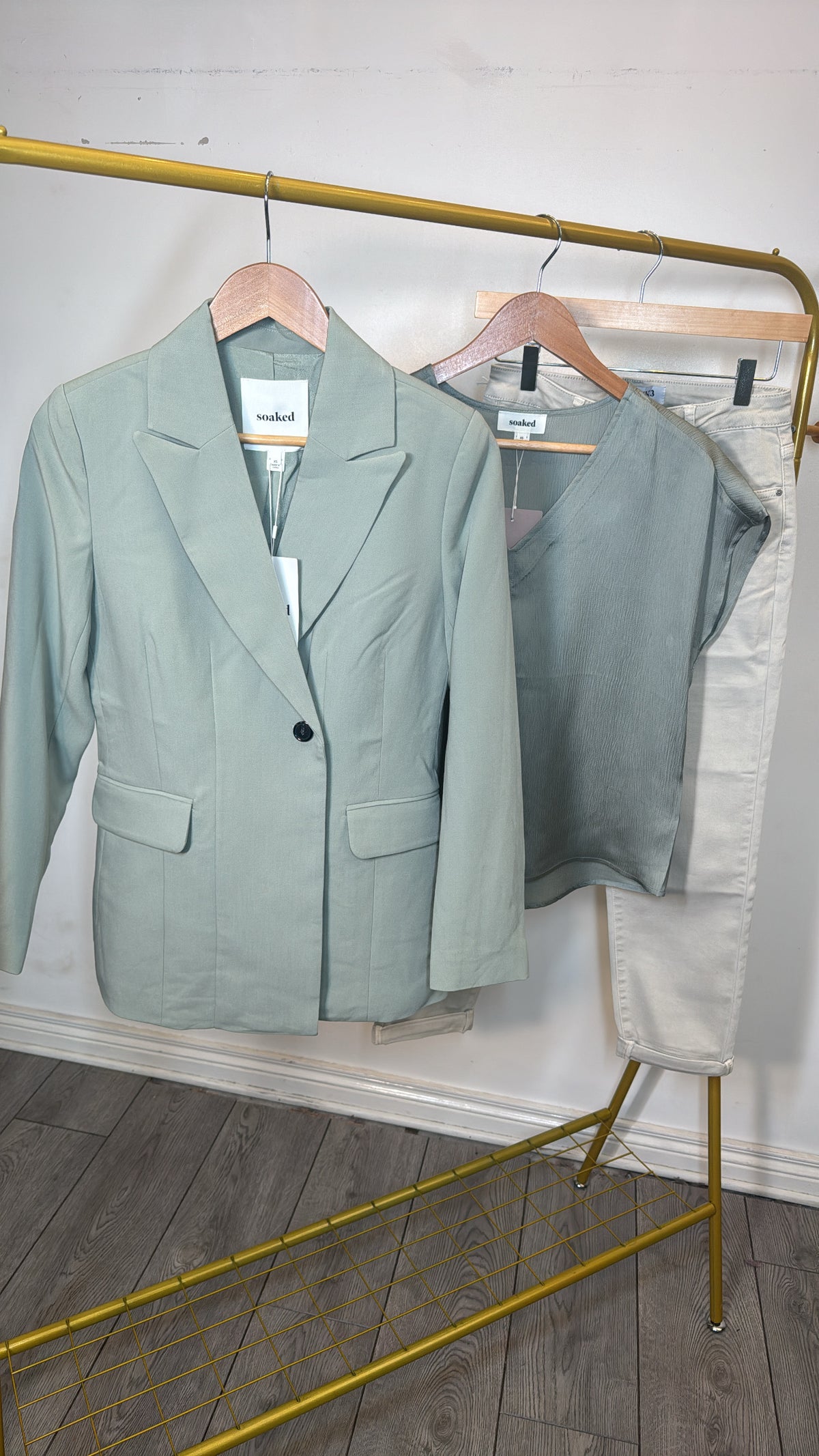 Soaked in Luxury Corinne Shadow Green Longline Blazer