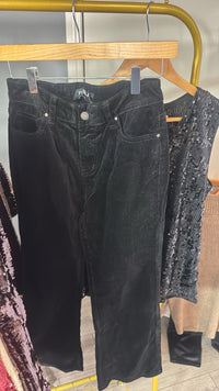 Toxik HIGHWAISTED Black Velour Cord Culotte Jeans