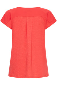 Fransa FrZawov Hibiscus Red V-Neck Top, 20603737