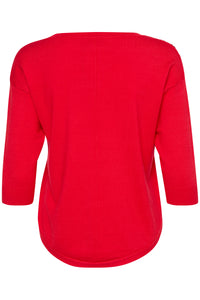 Fransa Poinsettia Red Button Knit