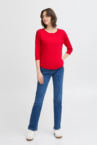 Fransa Poinsettia Red Button Knit