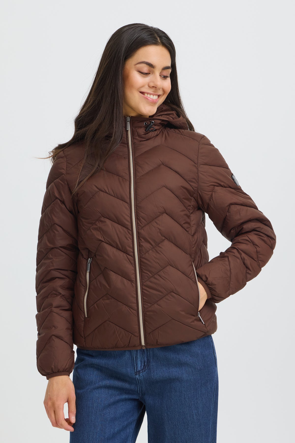 Fransa FrBaPadding Chocolate Hot Fudge Puffa Coat with Hood, 20609336