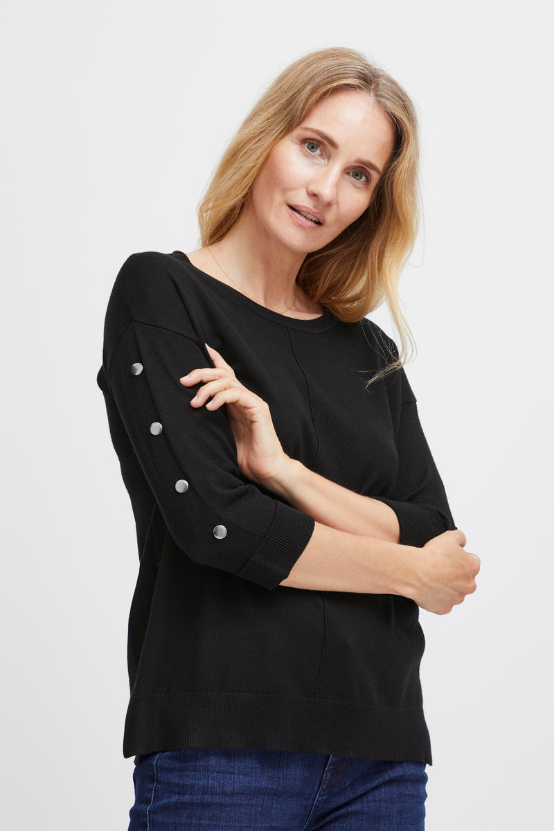 Fransa Frbesmock Black Button Knit