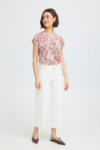 Fransa FrSeen Lotus Pink Floral Printed T-Shirt, 20610634