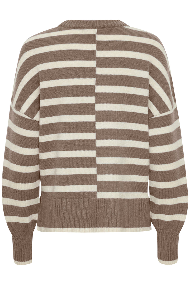 Fransa Frbitte Walnut Mix Stripe Oversized Knit, 20612456