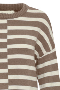 Fransa Frbitte Walnut Mix Stripe Oversized Knit, 20612456