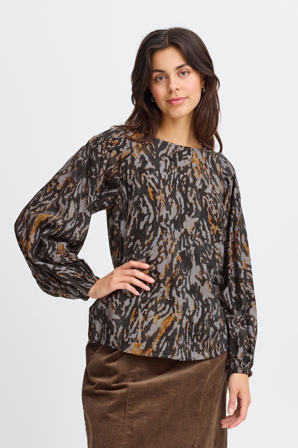 Fransa FrZeoni Phantom Grey Abstract Printed Blouse, 20614528