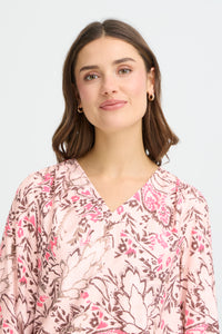 Fransa FrAriana Lotus Pink Floral Print V-Neck Blouse, 20615424