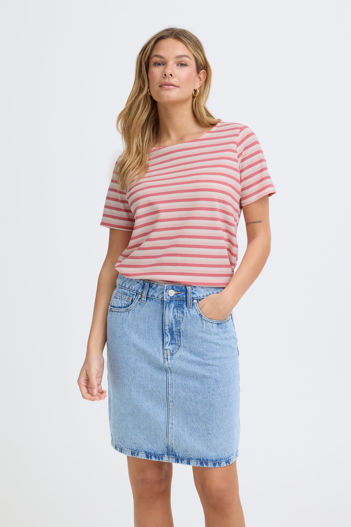 Fransa FrJosie Lotus Pink Stripe T-Shirt, 20615550